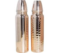 ANCIENTIMPEX Pure Copper Water Bottle Thermos Set | Plain & Hammered Design | 850 ml Ayurveda Bottle | Unlined, Uncoated & Eco Friendly