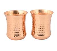 ANCIENTIMPEX Set of 2 Pure Copper Tumblers 250ml Ayurvedic Health Benefits Curved (Hammered Design)