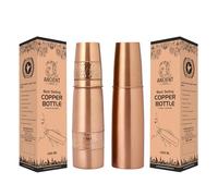 ANCIENTIMPEX Set of 2 Pure Copper Water Bottles (900ml Each) with Copper Tumblers | Leak-Proof Joint-Free Ayurvedic Copper Drinking Bottle & Glass Set for Health Benefits, Detox & Daily Use
