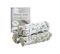Ancientveda 4 Inch 3 Pack White Sage Mixes Smudge Sticks Bulk with Starter Guide for Cleansing, Meditation, Yoga | Sage for Cleansing House | California Sage Bundles | White Sage & Blue Sage
