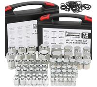 ANCIMOON 144PCS Hydraulic JIC 37 Degree and ORFS Flat Face Cap and Plug Assortment Kit, Size 4 6 8 10 12 16 for Hose Pipe Tubing, 36PCS Replacement O-Ring Seal Included