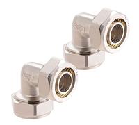 ANCIMOON 2PC 3/4’’ Elbow Air Piping Fittings, 3/4’’ Tubing x 3/4’’ Tubing, Brass-Nickel Plated, 200PSI, Air Tubing Fittings For Shop Garage Compressed Air line System Kit