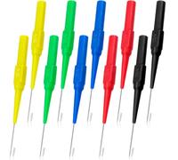 ANCIRS 10 Pcs Test Probe Pins, 0.7mm Non-Destructive Insulation Piercing Needle, Multimeter Probe Pin, Backprobe Test Lead Kit for Car Tester, Banana Socket Tester (Black, Red, Yellow, Green, Blue)