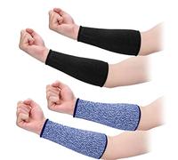 ANCIRS 2 Pairs 22cm Cut Resistant Sleeves for Arm Protection, Protective Arm Sleeve Guards for Dog Bite, Cooking, Sun Exposure Burn- Blue & Black