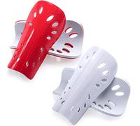ANCIRS 2 Pairs Soccer Shin Guards for Young Kids Adults, Breathable Shin Guard Sleeves for Boy & Girl Football Games, Protective EVA Cushion for Youth Men & Women- White & Red