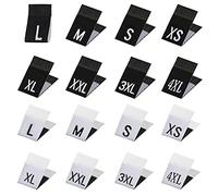 ANCIRS 320 Pack XS/S/M/L/XL/2XL/3XL/4XL Size Labels for Clothing, Sew-On Cotton Crafting Embroidered Size Tags for Shirts Dress (160pcs Black & 160pcs White)