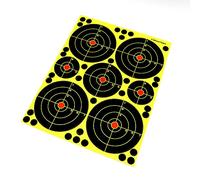 ANCLLO 10 Pack Multi Size 4inch 3inch 2inch Bullseye Reactive Shooting Target - Shots Burst Bright Fluorescent Yellow Upon Impact