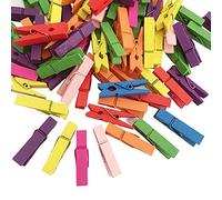 ANCLLO 100Pcs 3.5cm/1.38in Colored Wood Clothespin for Photo Clips Scrap Booking Crafts Gift Wrapping