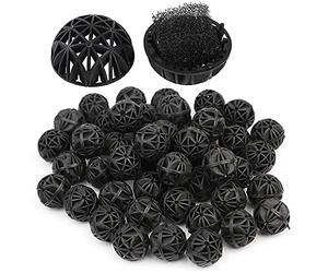 ANCLLO 100Pcs Bio Porous Filter Biochemical Ball Filter Media Water Filter Material with Cotton for Fish Tank Pond Aquarium Waterfall Fountain(16mm)