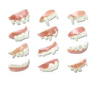 ANCLLO 12 Pieces Halloween Demon Teeth Funny Bob Teeth Vampire Gnarly Factitious Teeth For Adult Costume Party