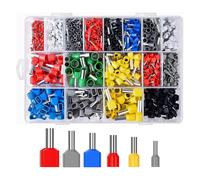 ANCLLO 1200pcs Twin Bootlace Ferrules 0.5-16mm2 Dual Terminals, Crimp Connectors, All-Copper Core - High Insulation Protection