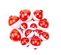 ANCLLO 12Pcs Fishing Float Fishing Float Push Button Snap-on Floats Red and White Fishing Tackle