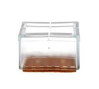 ANCLLO 12pcs Rectangle Chair Leg Caps Transparent Clear Silicone Table Furniture Leg Feet Tips Covers Wood Floor Protectors Felt Pads Prevent Scratches-Small