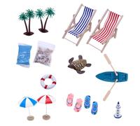ANCLLO 14PCS Beach Micro Landscape Miniature Decoration Sandpit Dollhouse Model Making Garden Plant Decoration
