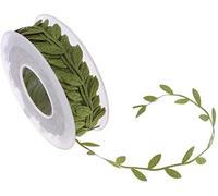 ANCLLO 15M Olive Green Leaves Leaf Trim Ribbon for DIY Craft Party Wedding Home Decoration