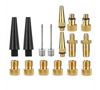 ANCLLO 16PCS Brass and Valve Adapter Bike Tire Valve Adapters Ball Pump Needle Adapters Kit Inflation Devices and Accessories fit for standard pump or Air Compressor,No Discolouration DV AV SV Valve