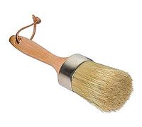 ANCLLO 2-in-1 Round Chalk and Wax Paint Brush, Painting or Waxing Furniture, Handmade with All Natural Bristles and Ergonomic Handle, Dark or Clear Wax, DIY, Home Decor, Wood