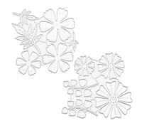 ANCLLO 2 Kinds Silver Leaf and Flower Cutting Dies, DIY Craft Carbon Steel Embossing Template, Metal Cutting Dies Little Flower Leaf Border Cut Stencil