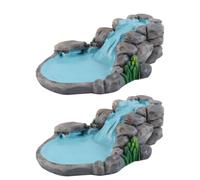 ANCLLO 2 Pcs Blue Micro Landscape Fairy Garden Miniature Pond Ornaments Kit for Fairy Lawn Mountain Stream Decoration for Garden Outdoor