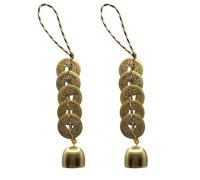 ANCLLO 2 Pcs Fengshui Wind Chimes, Outdoor Fortune Tree Metal Bells Feng Shui Wind Chimes for Lucky Home Garden Patio Yard Hanging Decor Gift (gold)