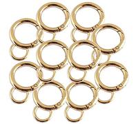 ANCLLO 20 pcs 20mm Inside Diameter Round Spring Snap Hooks with Fixed Eyehole Zinc Alloy Gate O Ring Carabiner Clips Keychain DIY Accessory Light Gold