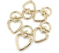 ANCLLO 20 Pcs 3/4 Inch Outside Width Zinc Alloy Heart Shape Swivel Buckles Trigger Spring Keyring Buckle, Clasps Hooks Keychain Ring Buckles Shinning Swivel Snap Fashion Clips (Gold)