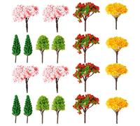 ANCLLO 20 Pcs Model Tree Miniature Train Scenery Plastic Trees Of 5 shapes for Projects, Woodland Scenics DIY Building Office Home Sand Table Decor(6-6.5cm)