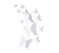 ANCLLO 24PCS 3D Butterfly Wall Decal Removable Stickers Decor for Room Decoration Home and Bedroom Mural-White