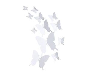 ANCLLO 24PCS 3D Butterfly Wall Decal Removable Stickers Decor for Room Decoration Home and Bedroom Mural-White