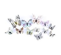 ANCLLO 24Pcs 3D Butterfly Wall Sticker Multiple Sizes Simulation Butterfly Decals for DIY Party Office Home and Room Decoration-White