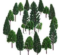 ANCLLO 28 Pieces Model Trees 3-10 cm Mixed Architecture Sand Table Model Trees for DIY Scenery Landscape, Natural Green