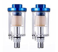 ANCLLO 2pcs 1/4 Inch Thread Spray Gun Air Gauge Regulator Mini Airbrush Pressure Regulator Clear In-Line Tool Water Trap Filter Paint Accessory Blue