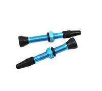 ANCLLO 2Pcs Bicycle Aluminum Alloy Tubeless Presta Valve Stem 40mm Tire French Valve with Black Plastic Cap Dust Covers for Vacuum Tire of Mountain Road Bike - Blue