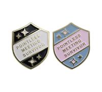 ANCLLO 2pcs Cartoon English Letter Shield Brooch Meaningless Meeting Survivor Pins Interesting Work Shield Brooch For Business Meetings, Parties, Daily Wear Gifts
