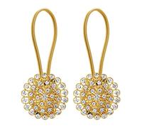 ANCLLO 2pcs Magnetic Tieback, Crystal Curtain Hold backs Blossom Diamond Clips with Stretchy Wire Rope for Home Office Decoration (Gold Gypsophila)