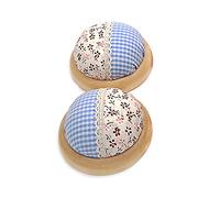 ANCLLO 2PCS Needle Pin Cushion Polka Pumpkin Wrist Band Pin Cushions Wearable Needle Pincushion for Sewing (Blue)