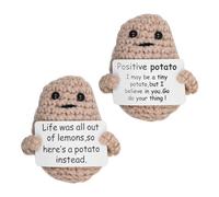 ANCLLO 2pcs Positive Potato Cute Wool Knitting Doll with Positivity Affirmation Cards Inspirational Pocket Hug Birthday Gift Party