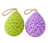 ANCLLO 2PCS Soft Bath Sponge with Hanging Rope, Reusable Body Scrubber for Adults & Teens (Green & Purple)