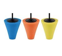 ANCLLO 3 Color Electric Sponge Drill Buffing Sponge Pads Kit - Metal Polishing Tool Cone Foam Pad Polisher Buffer Sponge Ball for Automotive Car Wheels Hub Care