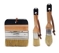 ANCLLO 3 Pieces Chalk and Wax Paint Brushes Bristle Stencil Brushes for Wood Furniture Home Decor, Including Flat Pointed and Round Chalked Paint Brushes