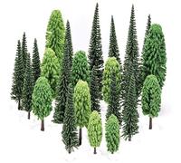 ANCLLO 30 Pieces Model Trees 4.5-13 cm Mixed Architecture Sand Table Model Trees for DIY Scenery Landscape, Natural Green