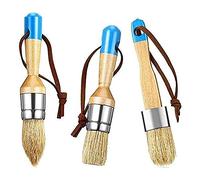 ANCLLO 3Pcs Reusable Chalk and Wax Paint Brush, Small DIY Painting and Waxing Tool,Smooth, Natural Bristles,Folk Art, Home Décor, Wood Projects, Furniture, Stencils