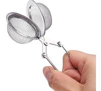 ANCLLO 4 Pack Snap Ball Tea Strainer with Handle for Loose Leaf Tea and Mulling Spices Metal Strainer Perfect Pincer Tea Ball Infuser Tea Filter Tong