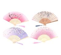ANCLLO 4 Pieces Folding Fans Handheld Fans Bamboo Fans with Tassel Women's Hollowed Bamboo Hand Holding Fans for Wall Decoration, Gifts #4