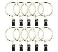 ANCLLO 40pcs Rustproof Drapery Matte Stainless Steel Metal Curtain Rings with Clips 1.5 inch Drapery Rings, Gold