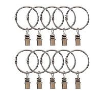 ANCLLO 40pcs Rustproof Drapery Matte Stainless Steel Metal Curtain Rings with Clips 1.5 inch Drapery Rings, Silver