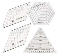 ANCLLO 4Pcs Quilting Ruler, with 60 Degree Triangle and Diamond, 45 Degree Diamond, Hexagon Shape Templates, Transparent Patchwork Sewing Cutting Craft Ruler DIY Tools