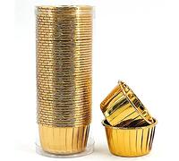ANCLLO 50Pcs Party Hippo Cupcake Cups Foil Muffin Liners Gold Cupcake Baking Cups Little Baking Cups-Gold