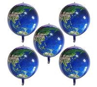 ANCLLO 5pcs Earth Globe Balloons, 22 Inch World Map Balloons,4d Mylar Aluminum Foil Balloon Earth Shape Decoration for Kids Earth Day Party Supplies