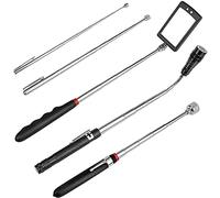 ANCLLO 5PCS Telescoping Magnetic Pickup Tool Extendable Magnet Stick with 1.5LB 3LB and 15LB Telescoping Mirror, Telescoping Flashlight